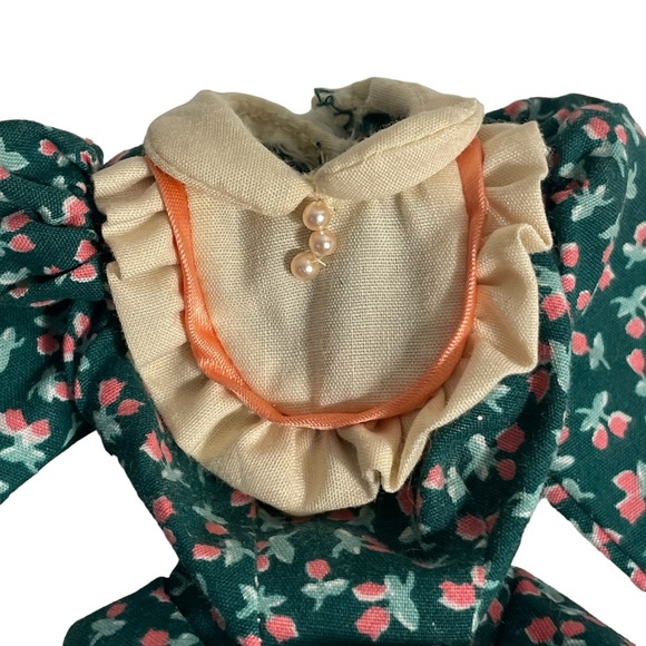 Vintage Pioneer Barbie Green Calico Ruffle Prarie Dress - Picture 3 of 7